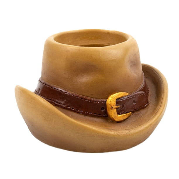 Wosthever Maceta de resina para flores, hierba bonita, jardín suculento, patio trasero, oficina, escritorio, estante de libros, contenedor decorativo, Jardín y Patio Sombrero Wosthever HA063326-01B