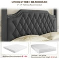 thumbnail image 4 of Full Canopy Bed Frame with Upholstered Headboard, Four Poster Design, Button Tufted, and Slide Rail, No Box Spring Required, Wooden Slatted Structure, Gray, 4 of 7