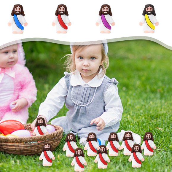 1 Pcs Little Jesus Figurine Easter Gifts Miniature Jesus Doll Tiny Jesus Figurine to Hide and Seek Classic Religious Gifts Christ Savior Jesus for Sunday Easter Egg Stuffers Baptism Gift Decorations
