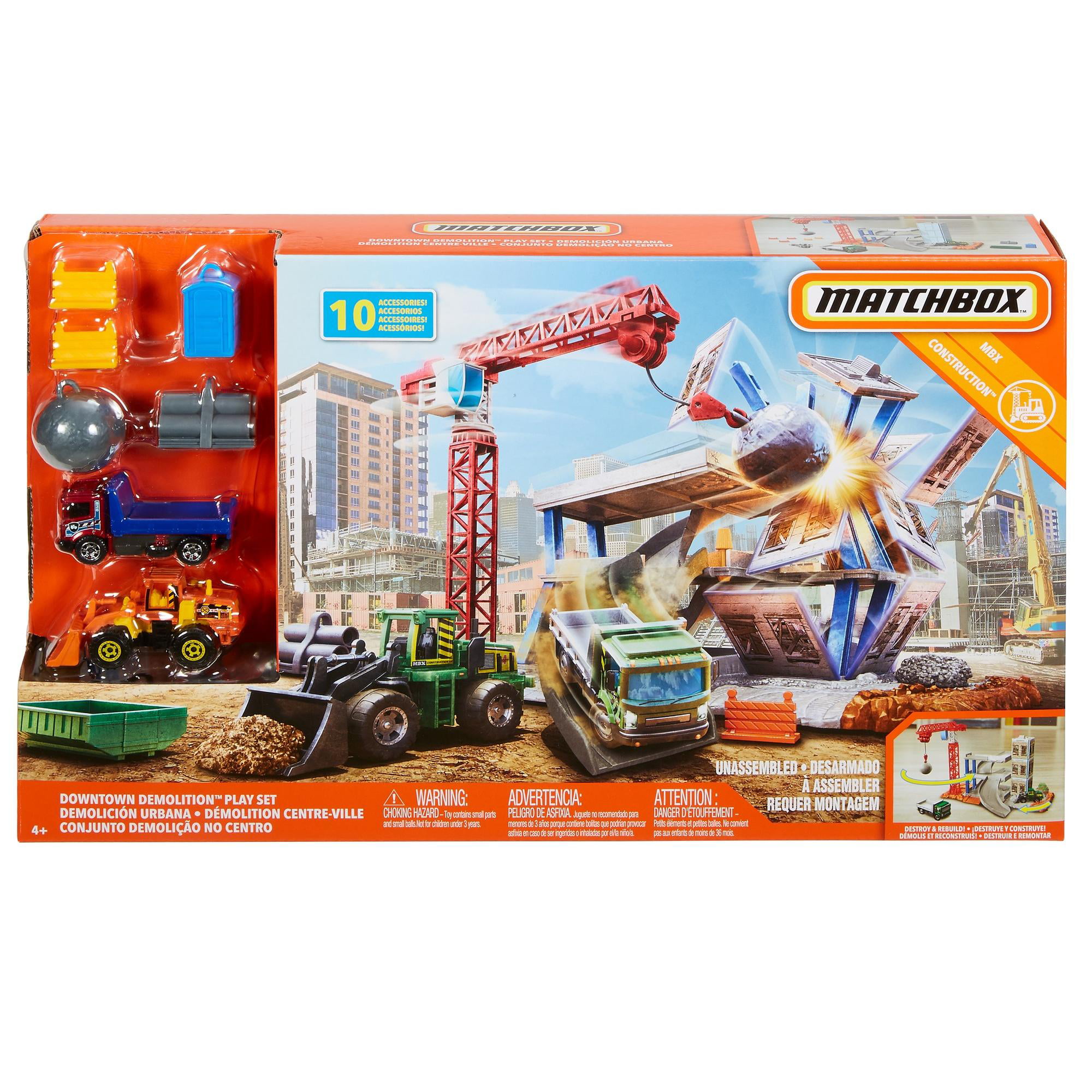 Matchbox Downtown Demolition Play Set With 10 Accessories for sale online 