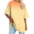 thumbnail image 1 of cfhntfmh Hauts Grande Taille pour Femmes Été Tunique Ample à Col Rond Blouse à Manches Courtes Basique Tendance T-Shirts Dégradés, 1 of 7