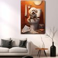 thumbnail image 5 of Bichon Frise Dog Canvas Wall Art for Bedroom Living Room Home Decor,Funny Dog Canvas Sitting on The Toilet Animal Pattern Office Artworks, modern wall decor, Ready to Hang, 5 of 6