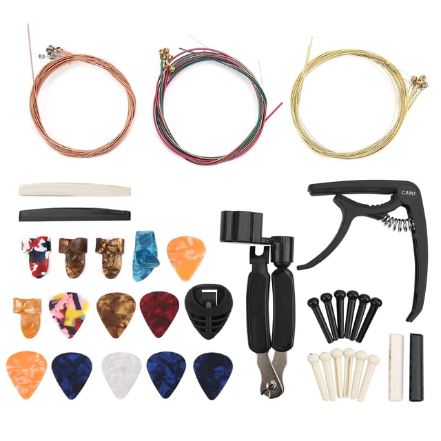 Accesorios para cambiar cuerdas de guitarra, 36PCS/Set Kit de herramientas para cambiar cuerdas de guitarra Kit de cambio de cuerdas de guitarra Durabilidad extendida Jadeshay A