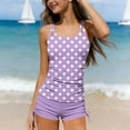 thumbnail image 2 of Hellosay Girls Swimsuits 14-16 with Shorts 2 Piece Padding Adjustable Straps Tankini Polka Dots Bathing Suit Swim Wear, 2 of 8