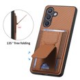thumbnail image 4 of Compatible with Samsung Galaxy A16 5G/4G, Carbon Fiber Back + TPU Frame, 135 Degree Free Folding Kickstand, Card Slots Back Case, Slim Anti-drop Cover for Samsung Galaxy A16 5G/4G, Brown, 4 of 10