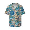 thumbnail image 2 of Lafuoo Vintage Floral Butterflies Pattern Men's Cuban Collar Short Sleeve Shirt, Button-Down Resort Beach Pocket Shirt-XX-Large, 2 of 7