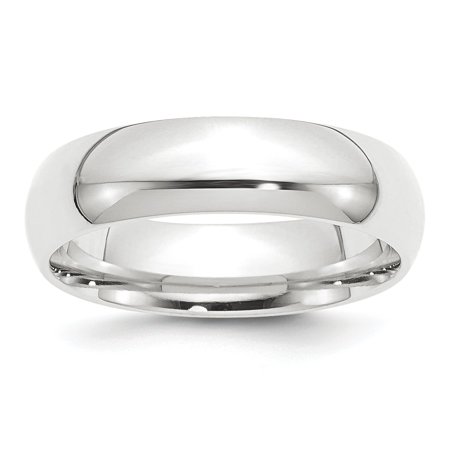 - Platinum Solid Polished Engravable 6mm Half-Round Comfort Fit Lightweight Band Ring - Ring Size: 4 to 12