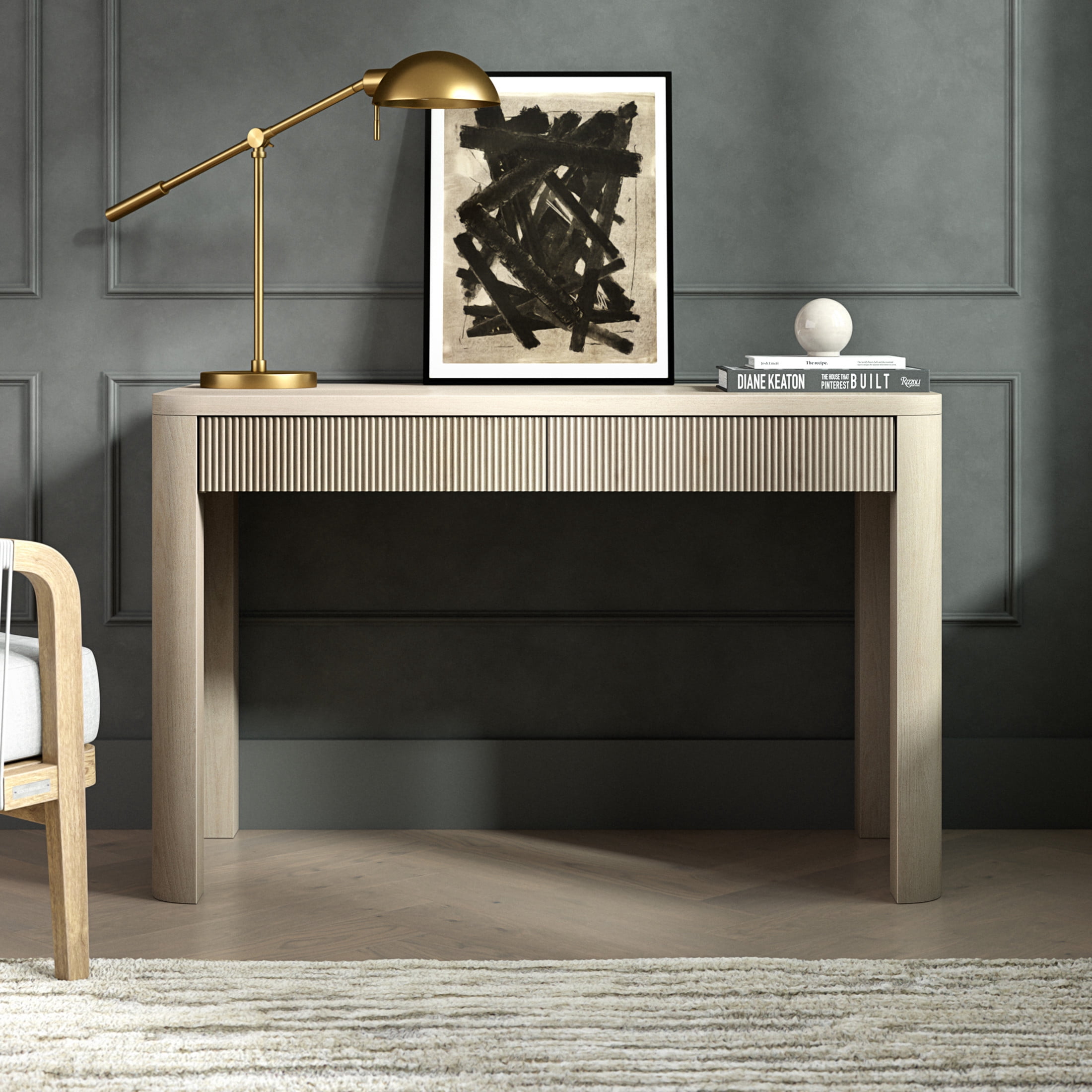 Evelyn&Zoe Modern/Contemporary 47.5" Wide Alder White Home Office