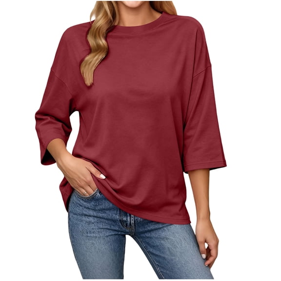 Posijego Womens 3/4 Sleeve Shirts Athletic Workout T-Shirts Backless Summer Casual Running Yoga Active Tees for Women