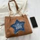 thumbnail image 3 of Bolso de mano con forma de estrella para mujer, bolso de viaje versátil y de gran capacidad a la moda (marrón), 3 of 9