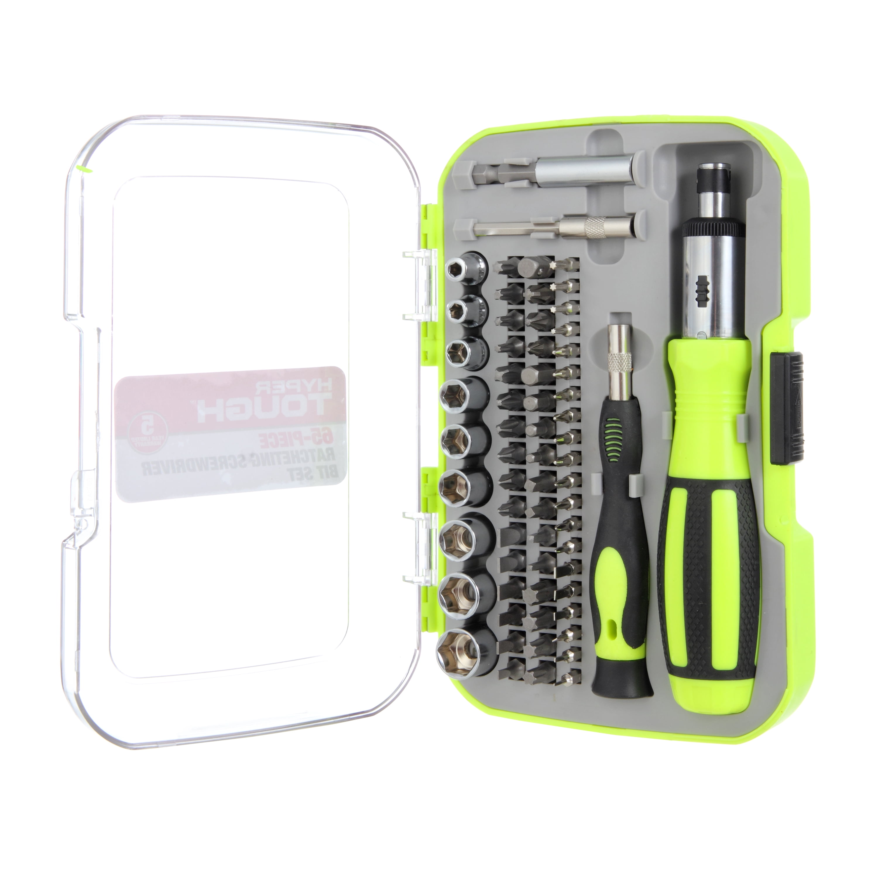 Hyper Tough 65 Piece Ratcheting Screwdriver Set With Case