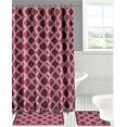 thumbnail image 2 of HONEY BURGUNDY 15-piece Hotel Bathroom Sets - 2 Non-Slip Bath Mats Rugs Fabric Shower Curtain 12-Hooks, 2 of 2