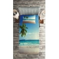thumbnail image 2 of Ambesonne Beach Quilted Coverlet 2 Pcs, Scenic Island View Trees, Twin Size, Pale Brown Green Blue, 2 of 2