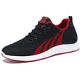 thumbnail image 2 of Zapatos Para Caminar Mocasines casuales para hombres Zapatos planos con cordones acolchados para deportes al aire libre (39 Black Red) Tmvgtek Para Estrenar, 2 of 9