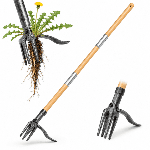 Sentryse Weed Puller Tool Stand up Weeder & Root Puller with Long Handle, 40 inches, 4-Claw Head Design, No Bending/Kneeling