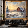 thumbnail image 6 of Red Barn Beyond a Snowy Split-Rail Fence, Nostalgic Watercolor for Nature Lovers, Rural Winter Art, Housewarming Gift, Tapestry Wall Hanging for Bedroom and Living Room, 6 of 7