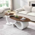 thumbnail image 3 of White Nesting Coffee Table Set of 2 Oral and Round Coffee Table Set Table for Living Room Large 47.24'' Small 19.69'', 3 of 9