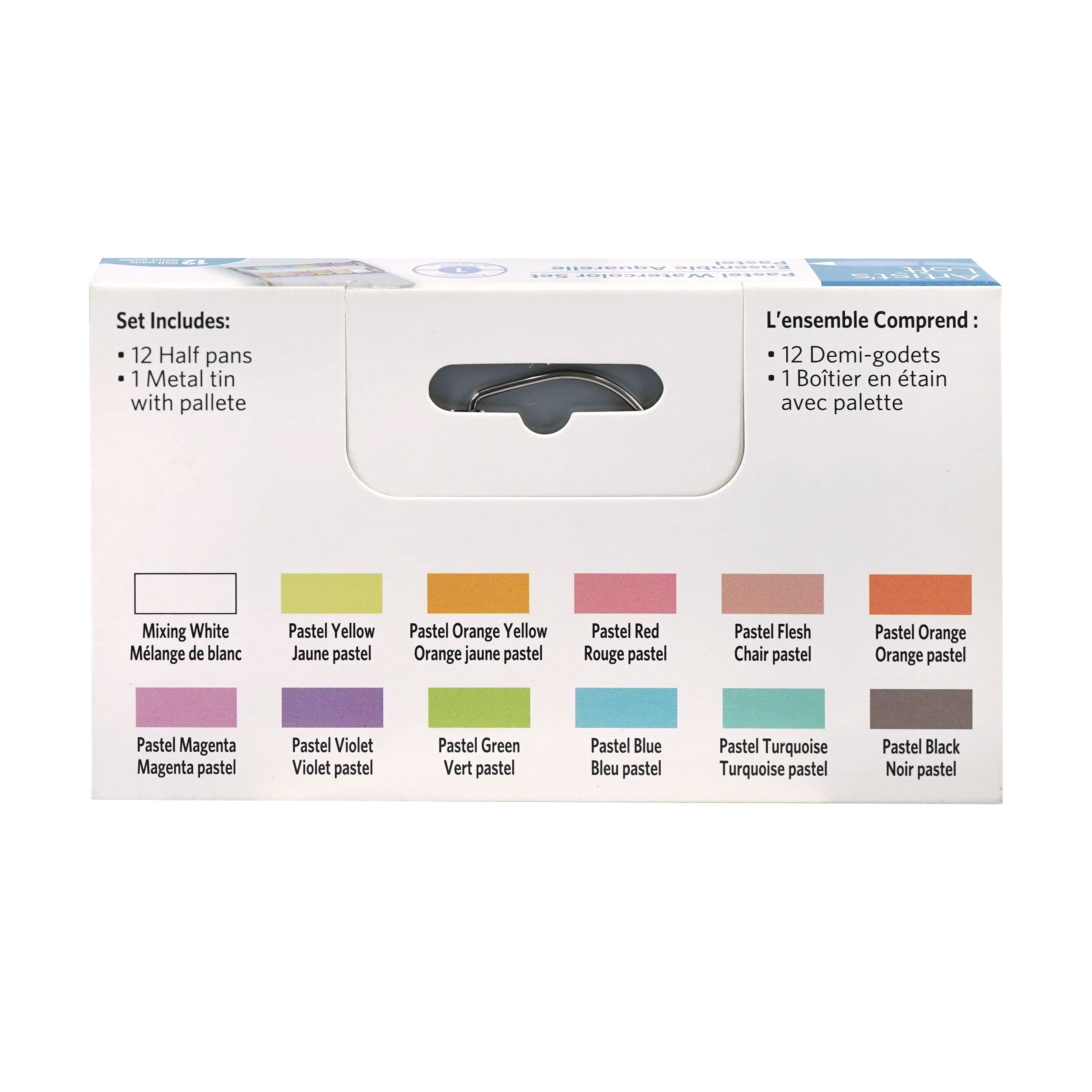 12 Half Pans Pastel Watercolor Set by Artist's Loft - High Quality Watercolor Pigments for Students - Teachers - Artists - 1 Pack