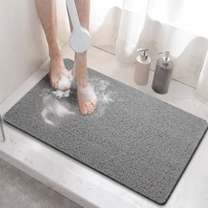 HITSLAM 24x16 Non-Slip Loofah Bath Mat, Gray