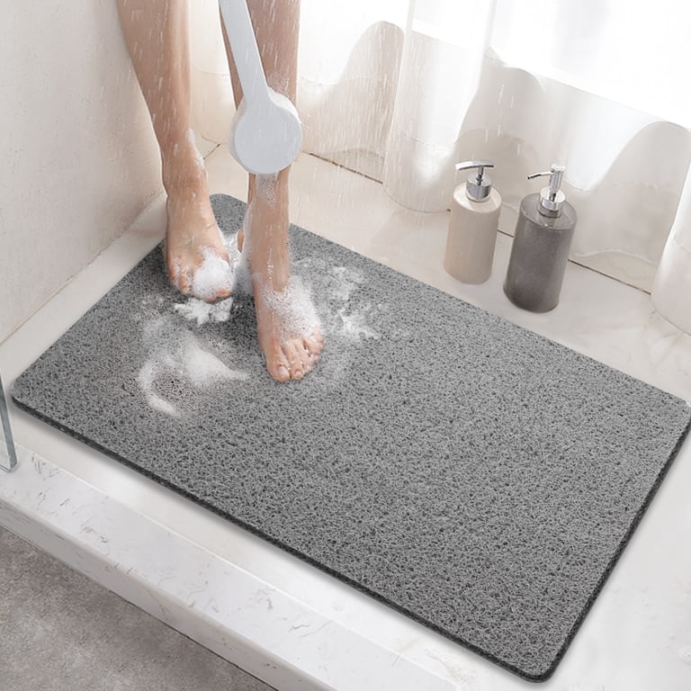 HITSLAM 24x16 Non-Slip Loofah Bath Mat, Gray photo 1