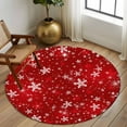 thumbnail image 3 of Red Snowflake Christmas Round Rug 5ft Washable Circle Kitchen Rugs Non Slip Xmas Snowflake Modern Art Winter Large Area Rug Indoor Floor Carpet for Bedroom Living Room Home Office Dining Room Nursery, 3 of 8