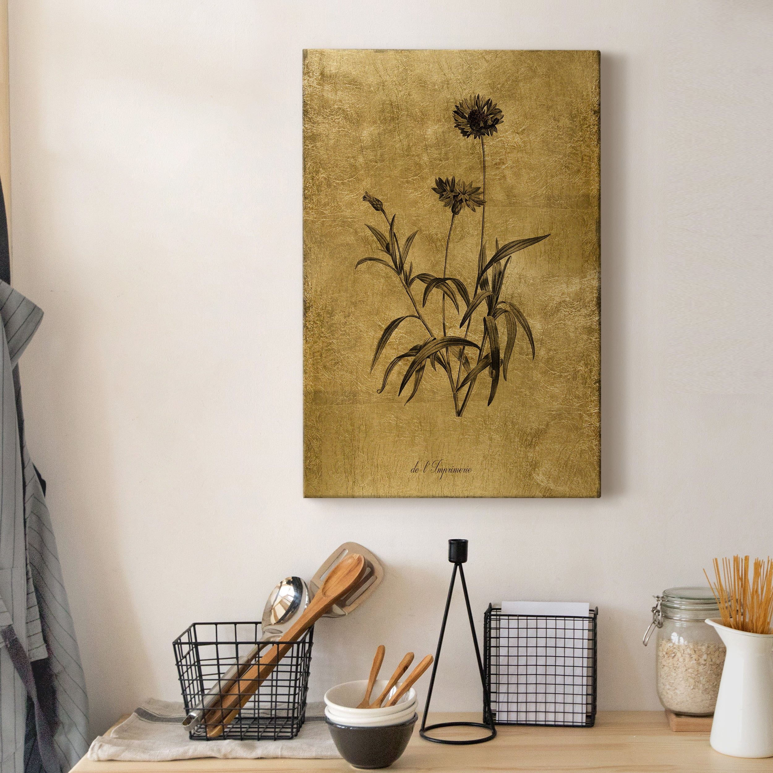 Gold Sketch Botanical I Premium Gallery Wrapped Canvas - Ready to Hang - 8 x 12