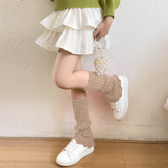 SYMOID Womens Coffee Acrylic Leg Warmers - Slouchy Mid-Calf Style, Warm Soft Stretchy Material, One Size Fits Most for Daily Casual, Home & Dance Occasions,Size Free Size