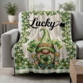 thumbnail image 2 of Green Gnomes Blanket Soft Cozy Warm Throw Blanket for Couch, Plush Fuzzy Flannel Fleece Blankets for Sofa, St Patrick's Day Shamrocks Farmhouse Plaid Bed Blankets Lightweight Gifts for Women, 30"x40", 2 of 9