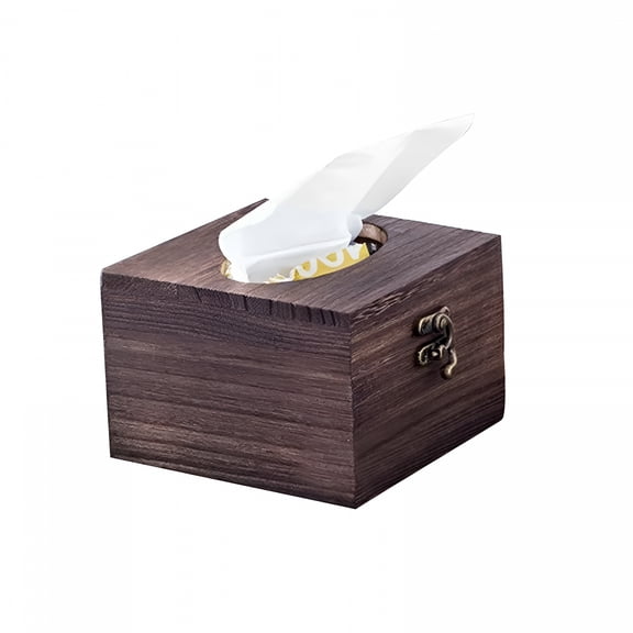 LAMIRO Tissue Box Cover, Modern Paper Facial Tissue Box Holder Square Tissue Box Covers Wood, Decorative Tissue Box Walnut Tissue Box Holders