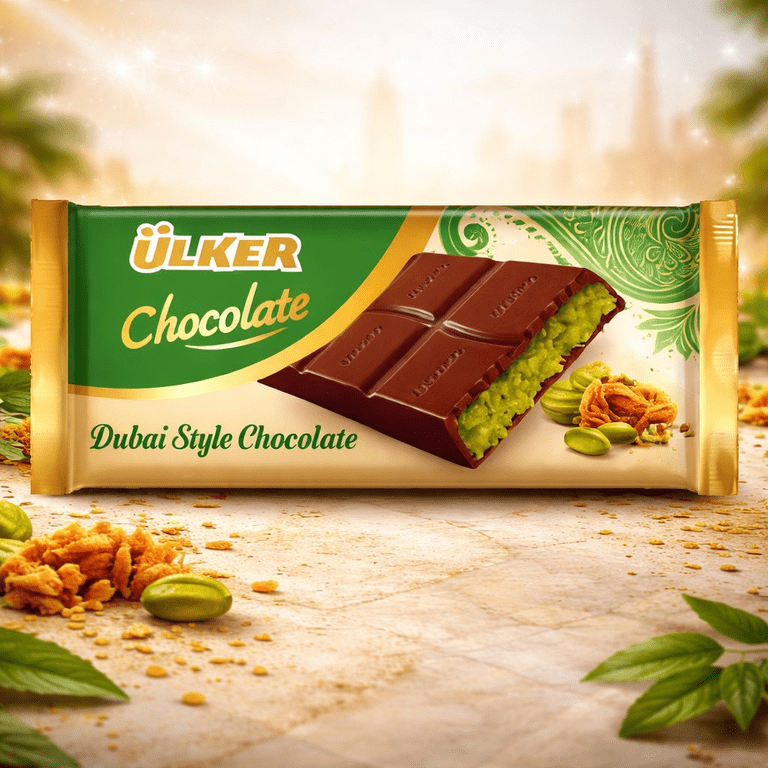 Ulker Dubai Chocolate 93g, Unique Dubai-Inspired Flavors, Rich and