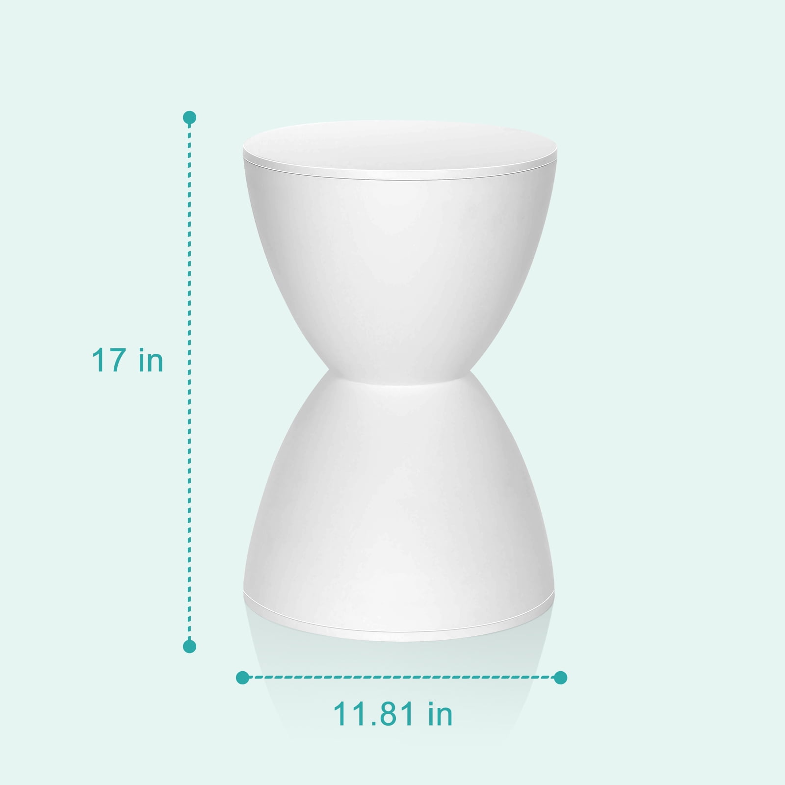 Plastic Hourglass Side Table Bedroom Nightstand, White