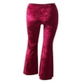 thumbnail image 3 of Women Velvet Flared Trousers  Solid Color High Waist Wide Leg Long Pants, 3 of 6