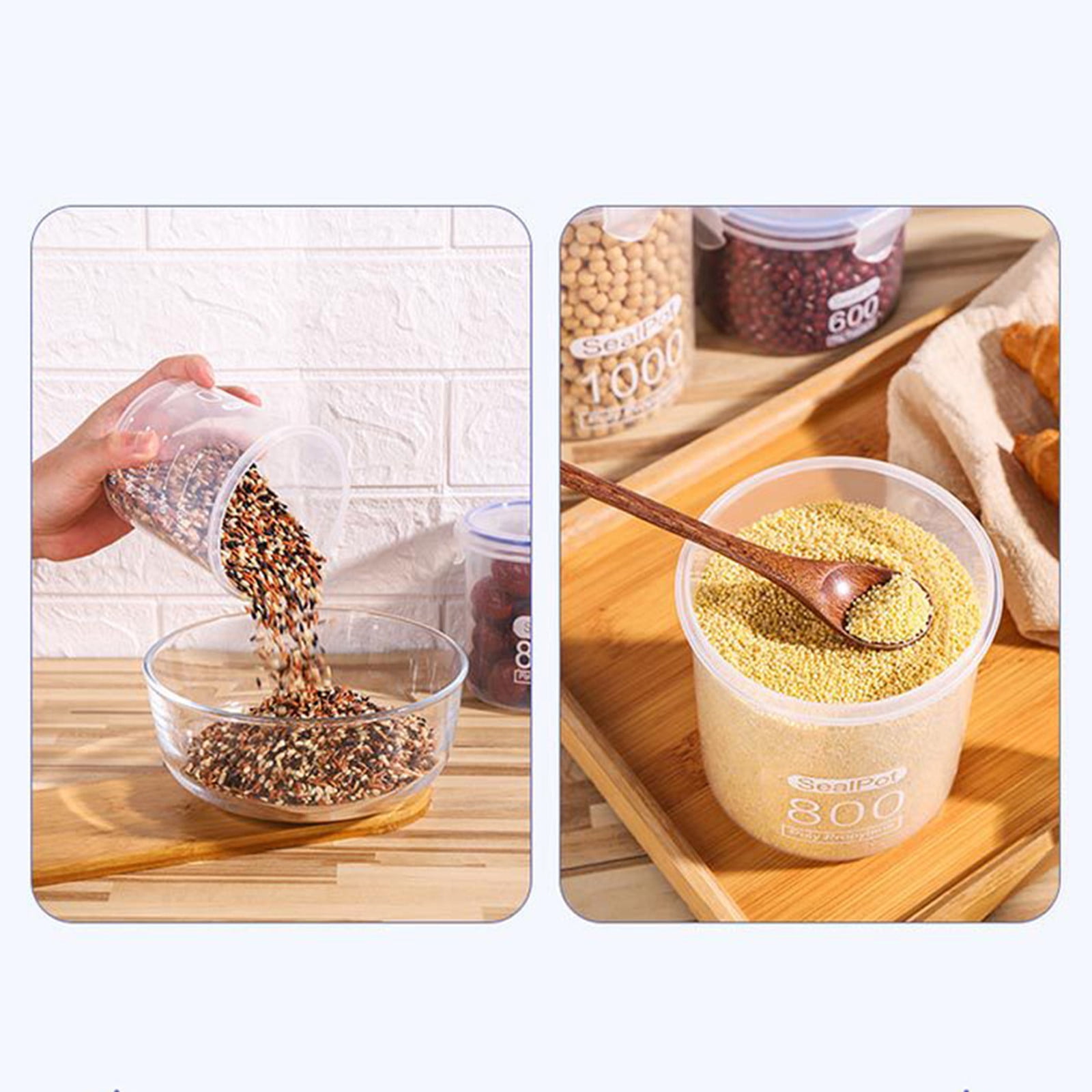 Qholemyo 6-piece 9-piece Sealed Jar Set Airtight Food Storage Containers Household Storage Box For Grain Snack And Nut Organization