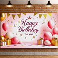 thumbnail image 6 of Pink Themed Happy Birthday Banner with Crown Element Party Decoration Backdrop for Birthday Parties Photography Props and Home Decorations, 6 of 8