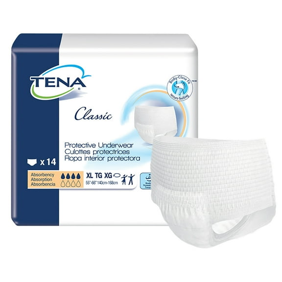 TENA Classic Protective Underwear, Incontinence, Disposable, XL, 56 Ct