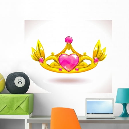Beautiful Golden Princess Crown Wall Decal Wallmonkeys Peel and Stick Decals for Girls (36 in W x 30 in H) (Peel And Stick Crown Molding Best Price)