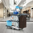 thumbnail image 4 of Commercial Janitorial Cart with 2 Cabinet, Cleaning Cart On Wheels, Housekeeping Caddy with Cover, Shelves, and Vinyl Bag, 4 of 6