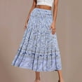 thumbnail image 2 of PUMISAS Summer Skirts For Women High Waisted Flowy Elastic Waist Printed Skirts Casual Loose A-Line Long Pleated Skirts, 2 of 6