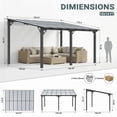 thumbnail image 5 of MUCHANT 10x14 ft Wall Mounted Gazebo, Hardtop Lean to Pergola with Polycarbonate Roof, Outdoor Patio Cover for Shade and Rain for Patios, Decks, Backyard, 5 of 7
