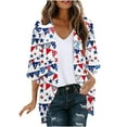 thumbnail image 2 of Njagoc3 Womens Star - Striped Flag Heart Print Kimono Cardigan, Open Front, Loose Fit, Lightweight Fabric, Patriotic & Casual Daily, Cute Cover - Up, 2 of 6