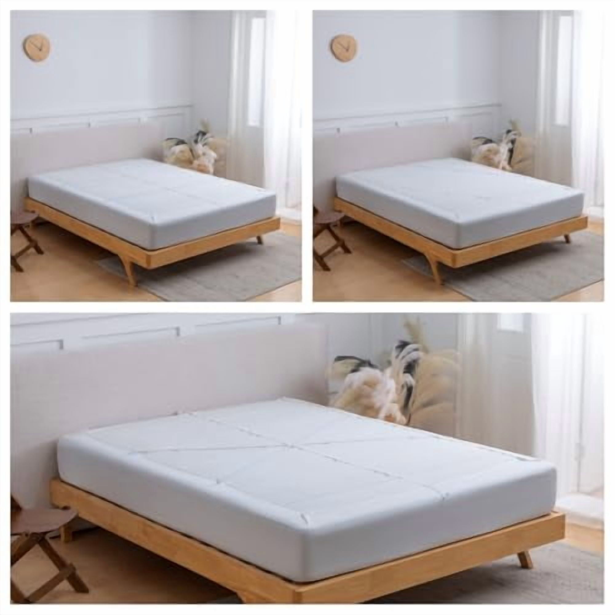 Full Size Box Spring Cover with 4-Way Stretch Elastic Band, Smooth Wrap-Around Bed Skirt for Hotel and Home Use in White