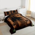 thumbnail image 3 of Homewish Rustic Wildlife Bear Full Size Comforter Sets for Adult, Brown Wooden Plank Bedding Comforter Set, Vintage Checkered Buffalo Reversible Bedding Sets, Breathable Home Decor, 3-Piece, 3 of 8