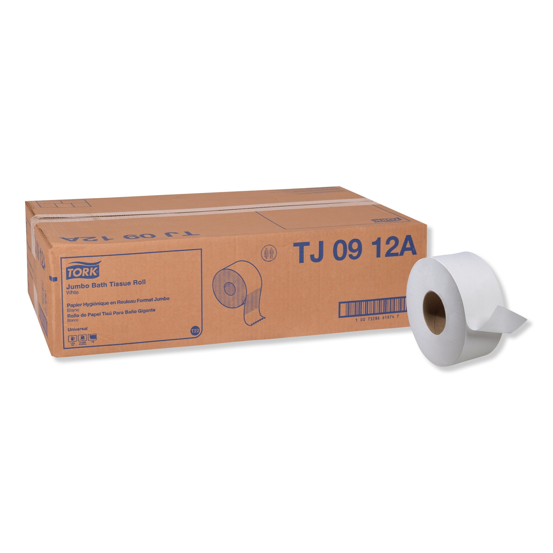 Tork Universal Jumbo Toilet Paper, Septic Safe, 1-Ply, White, 3.48