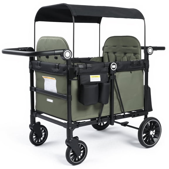 AILEEKISS Wagon Stroller for 4 Toddlers, 4-in-1 Baby Wagon with Canopy, 59 Pounds, Green