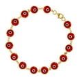 thumbnail image 2 of 10k Yellow Gold Womens Enamel Evil Eye Good Luck Bracelet 7 Inch 6mm Wide Link Bracelet for Women, 2 of 2
