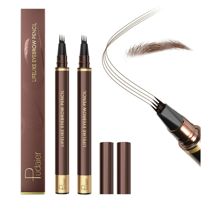 Espoce Pack de 2 lápices para cejas microblading impermeables, marrón oscuro