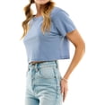 thumbnail image 2 of Women's Boxy Crop Top Round Neck Short Sleeve Casual 100% Cotton Cropped Tee T-Shirt, Steel, 2XL, 2 of 7