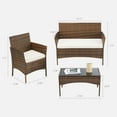 thumbnail image 3 of SHOUFTW Stylish 4-Piece Brown Wicker Patio Set with Comfortable Cushions and Glass Table – Designed for Outdoor Spaces, 3 of 7