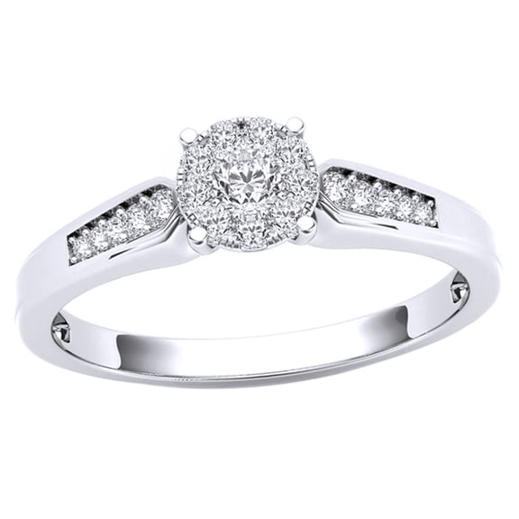 AFFY White Natural Diamond Frame Engagement Ring in 14k White Gold