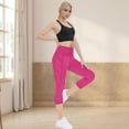thumbnail image 3 of Oksale Tummy Control Capri Leggings for Women Plus Size Stretch High Waisted Yoga Pants Butt Lifting with Pocket Solid Color Fitness Capris Hot Pink M, 3 of 11